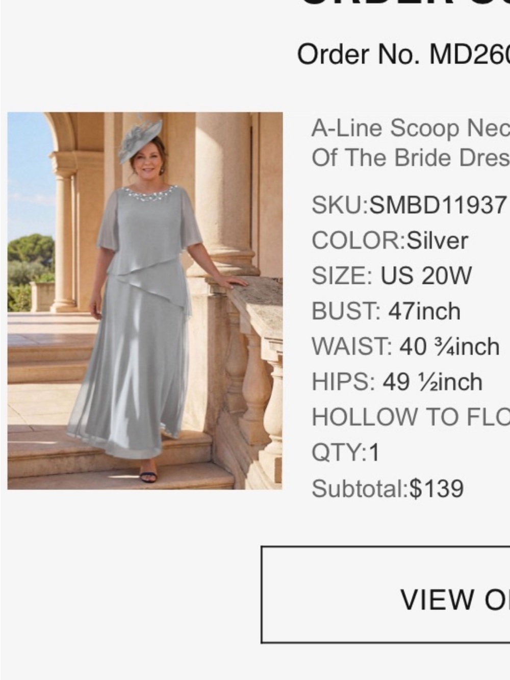 Elegant Silver A-Line Scoop Neck Wedding Dress with Beaded Neckline
